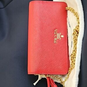 PRADA Saffiano Leather Wallet On Chain